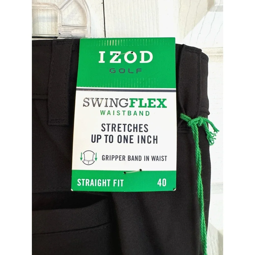 NEW Izod Golf SwingFlex Waistband Shorts Black Straight Fit UPF 50 Men's Size 40
